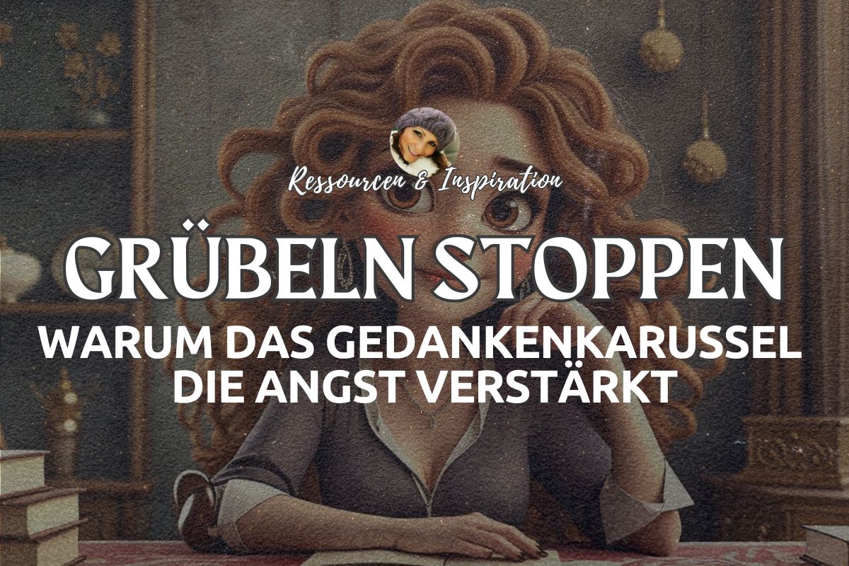 Eine Frau schreibt an einem ruhigen Abend einen nächsten Schritt auf, während sich kreisende Linien im Hintergrund allmählich öffnen.